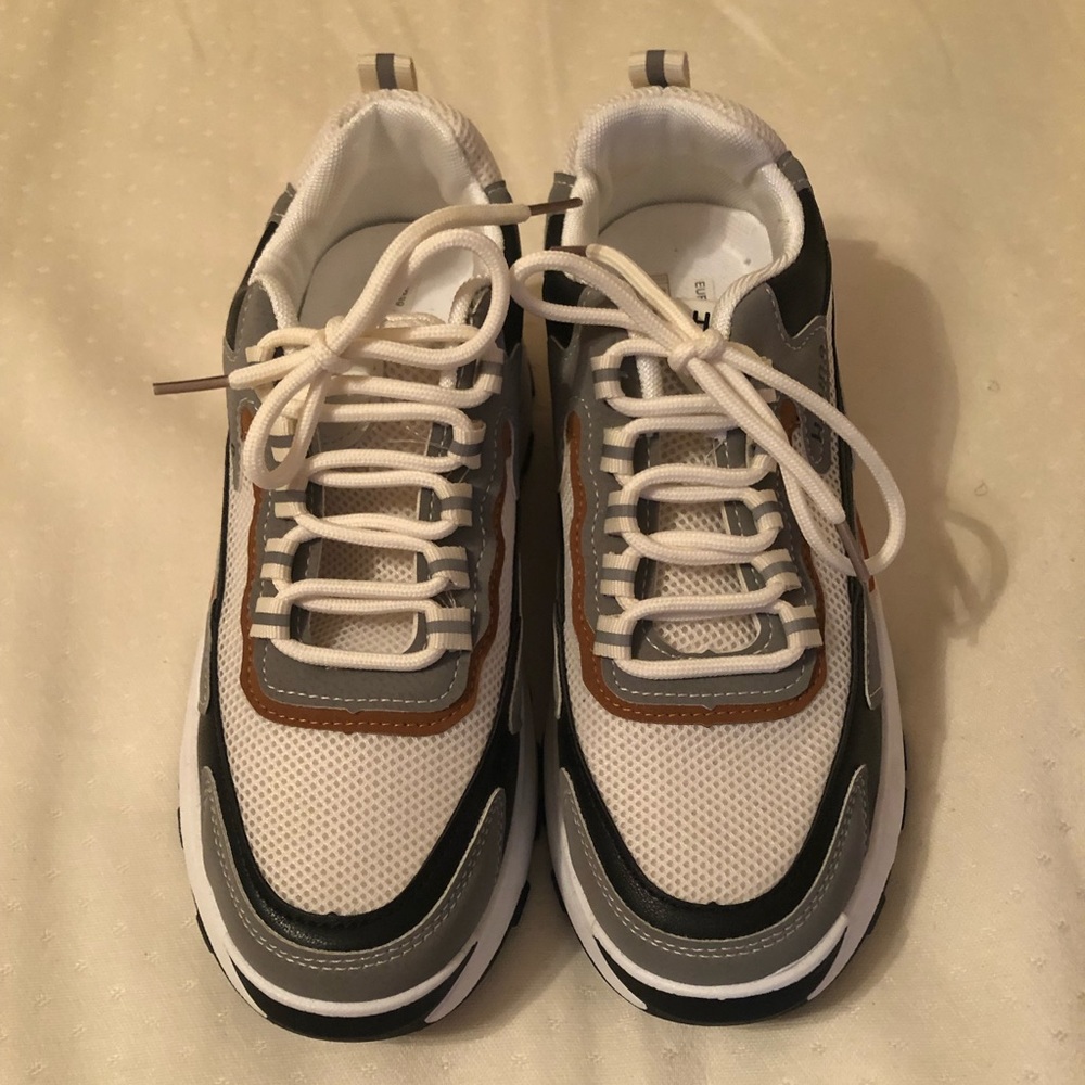 Womens Shein Lace Up Chunky Sneakers